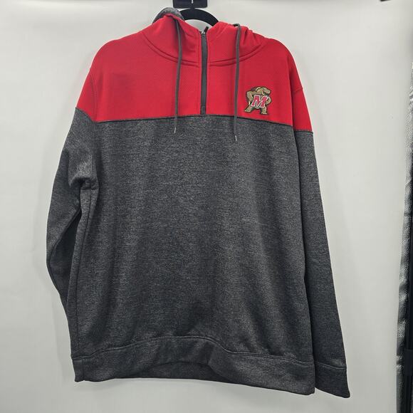 Maryland Terrapins Hoodie Mens XXL Red Gray College Football Colosseum Pullover - Picture 3 of 6